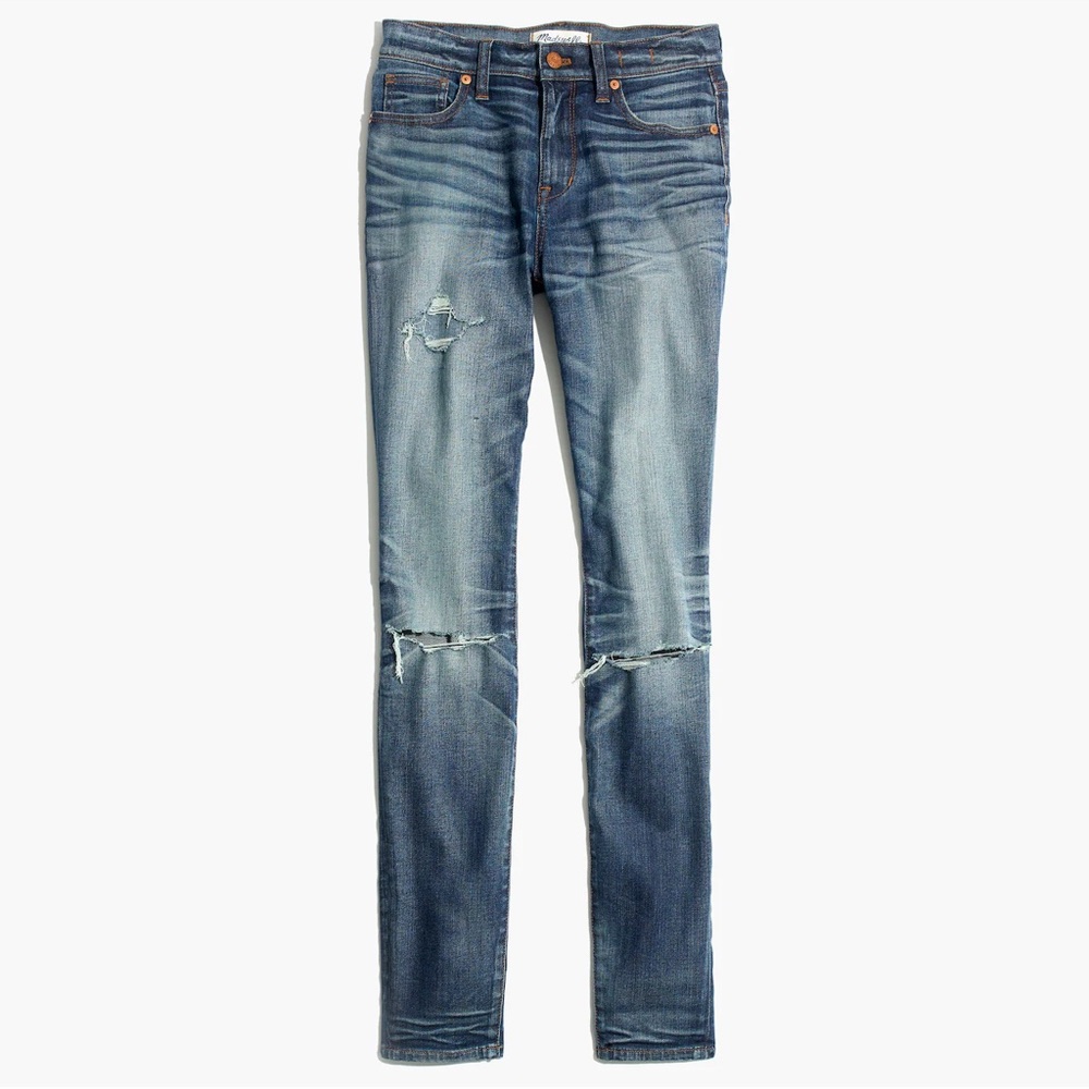 9" High-Rise Skinny Jeans: Torn-Knee Edition